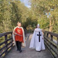 Król i Krzyżak na starym moście w Złotorii