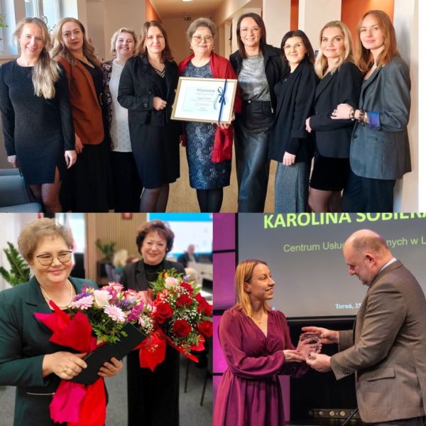 Kolaż 3 zdjęć z nagrodzonymi osobami